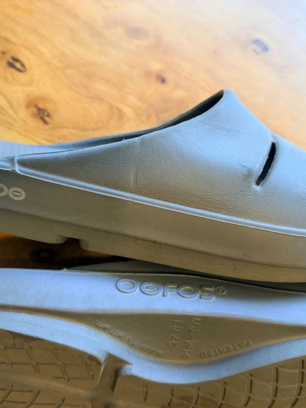 Oofos OOahh Sport Recovery Slides Mens 12 Gray Slate Sandals EU 45